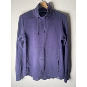 LL‎ Bean Women's Purple Pullover Sweatshirt Cowl Thumb Hole Drawstring Funnel
